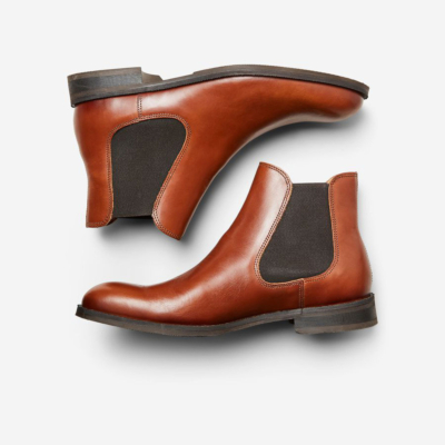 SELECTED Louis Leather Chelsea Boots Men - Cognac (16070195-CGNC) 