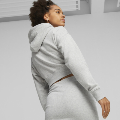 Puma Classics Cropped Hoodie for Women in Gray Heather (621409-04) 