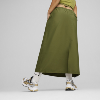 Puma Dare To Midi Woven Skirt in Olive Green (624293-33) 