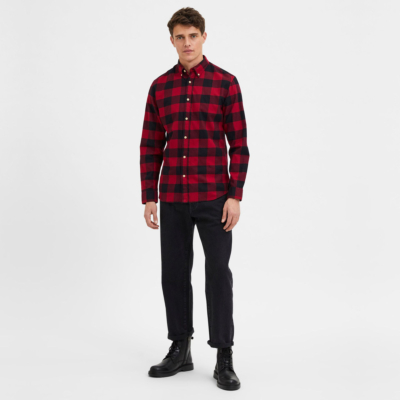 Selected Flannel Men Shirt (16074464-BikingRed)
