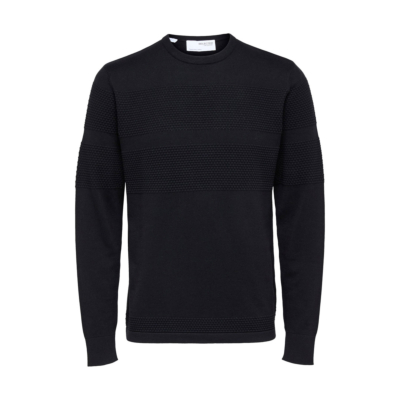 Selected Maine Knitted Pullover for Men (16084076-Black) 