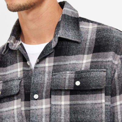 Selected Scot Checked Flannel Men Shirt in Grey (16086517) 
