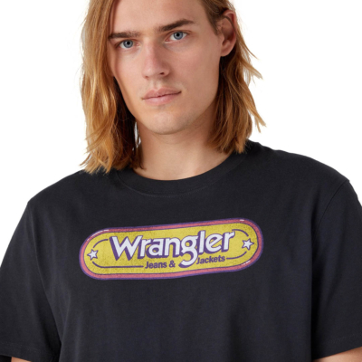 Wrangler T-Shirt Ανδρικό με Λογότυπο - Μαύρο (W773EEXV6) 