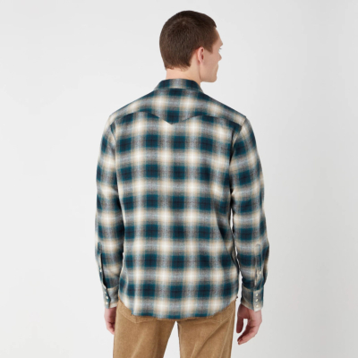 Wrangler Western Light Flannel Men Shirt - Dark Matcha (W556B3G61) 