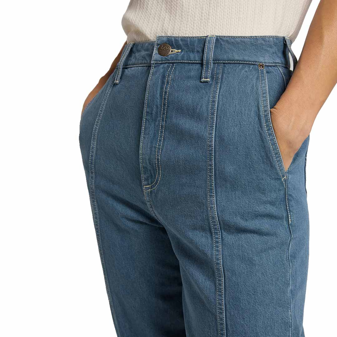 LEE Stella Panelled Taper Jeans - Grey Bala (front detail)
