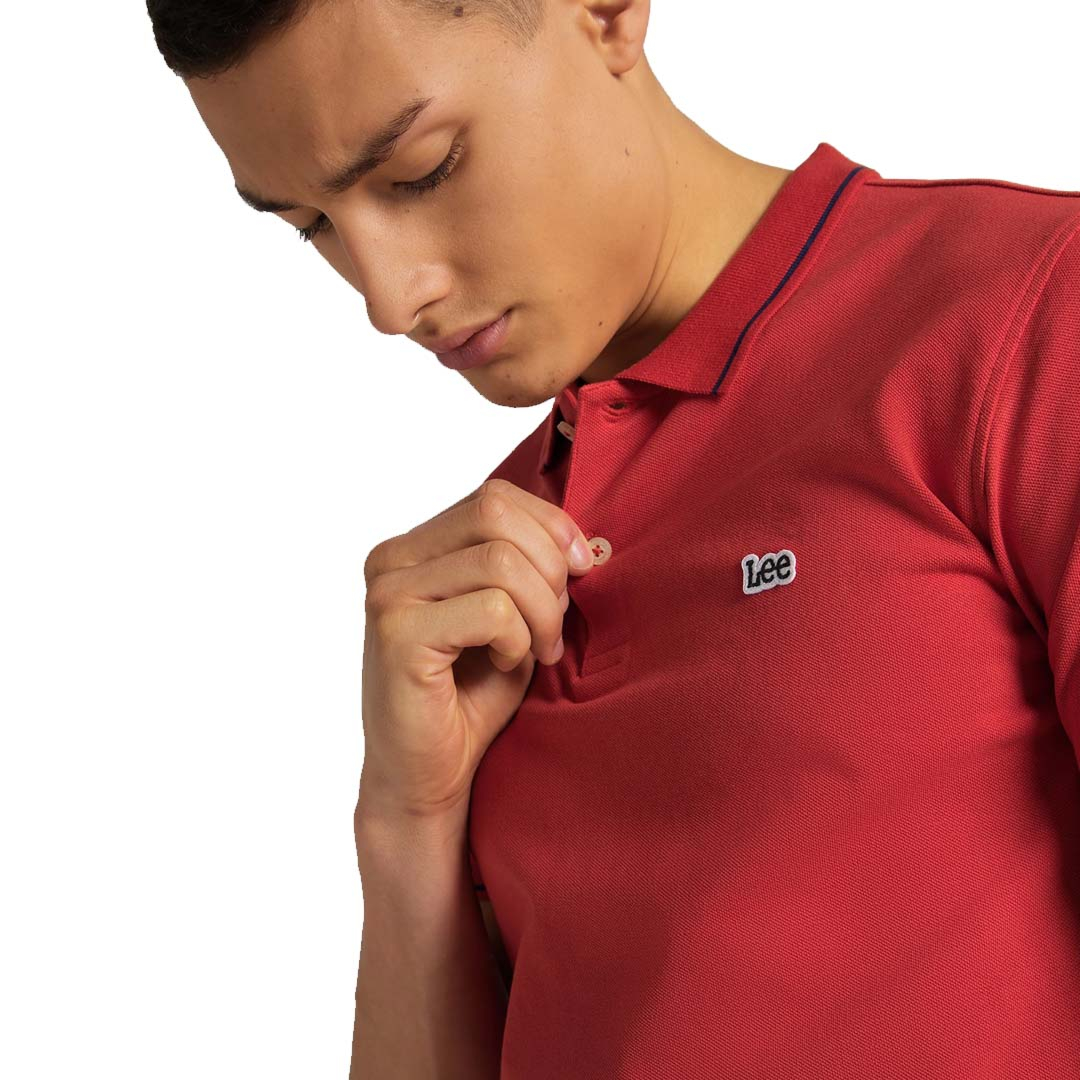 LEE Pique Polo Ανδρικό Μπλουζάκι Κόκκινο (L61ARLQM)
