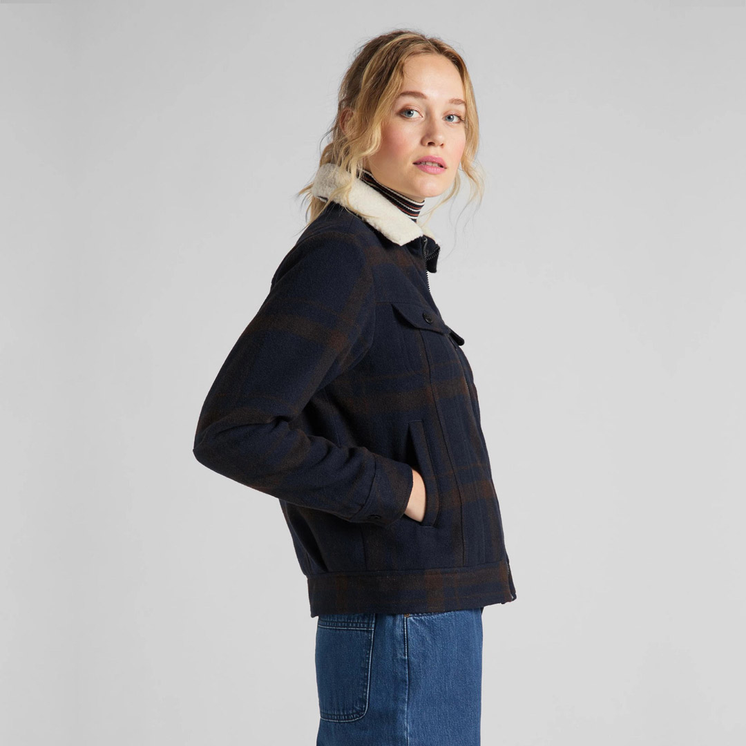 LEE Wool Check Sherpa Jacket Women - Winter Brown (L56XMSOH)
