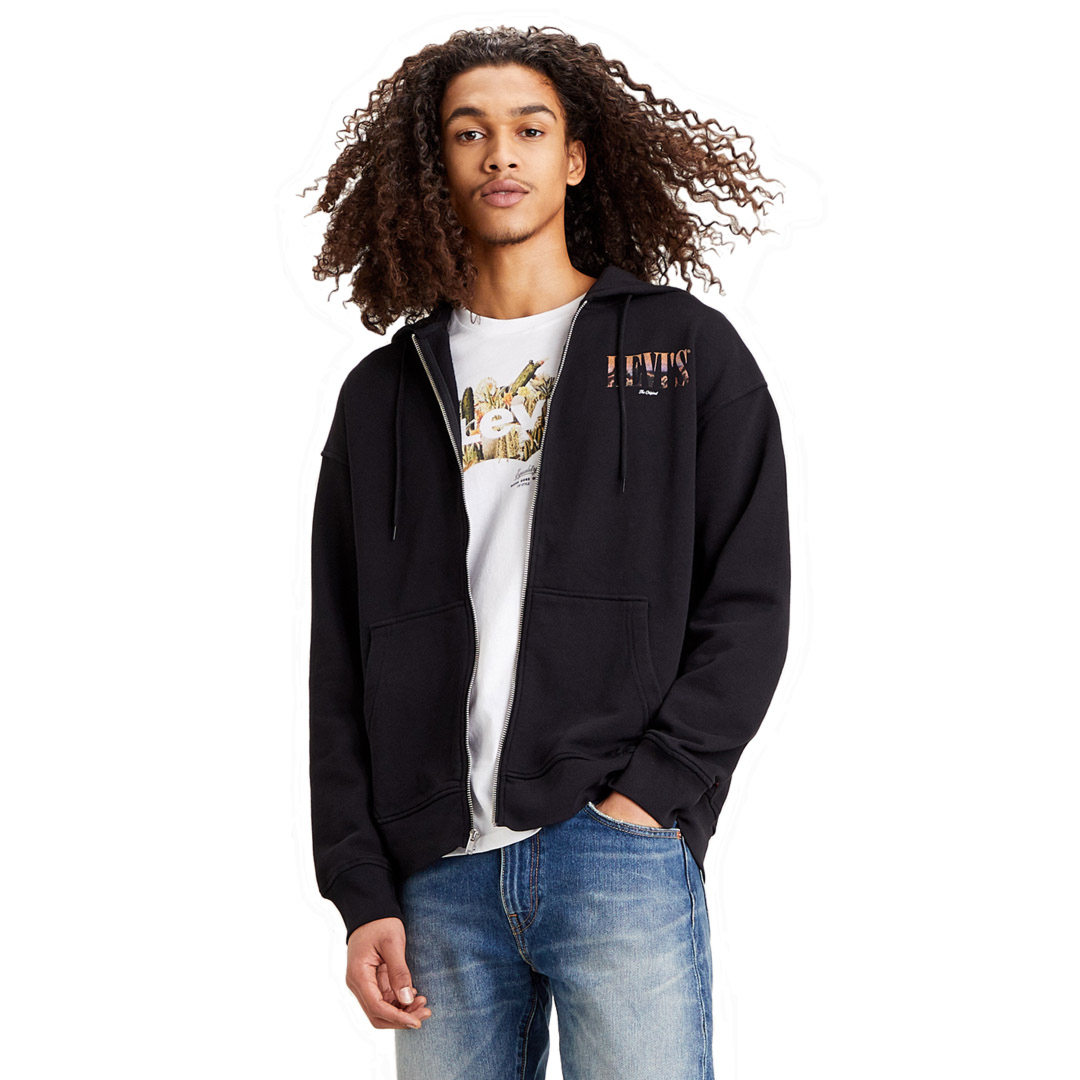 Levi’s® Relaxed Serif Graphic Zip Up Hoodie - Jet Black (38717-0000)
