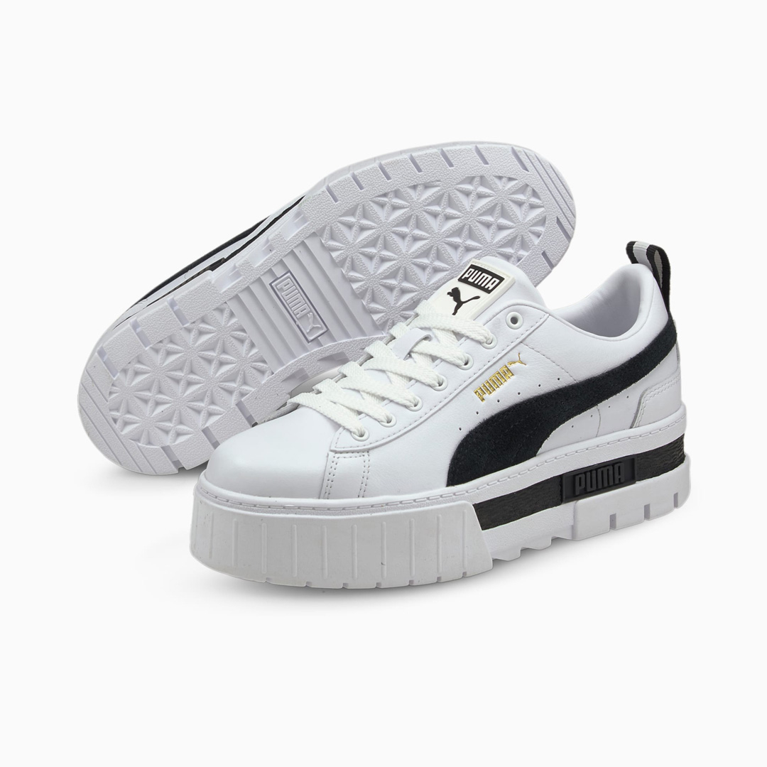 PUMA Mayze Leather Wn's Sneakers - White/ Black (381983-01)
