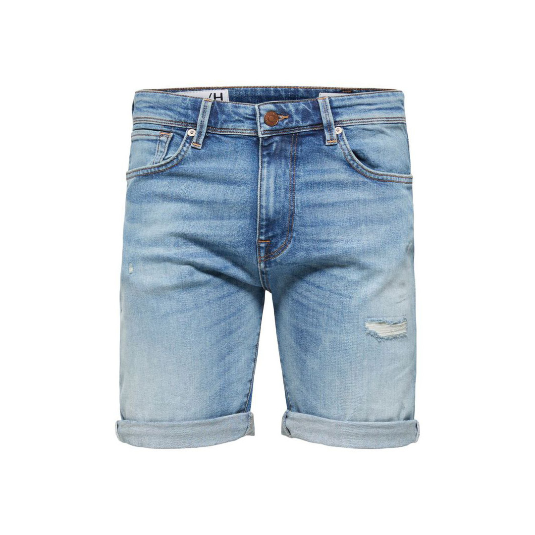 SELECTED Alex Ripped Denim Shorts Stretch (16079614-Mid-Blue)
