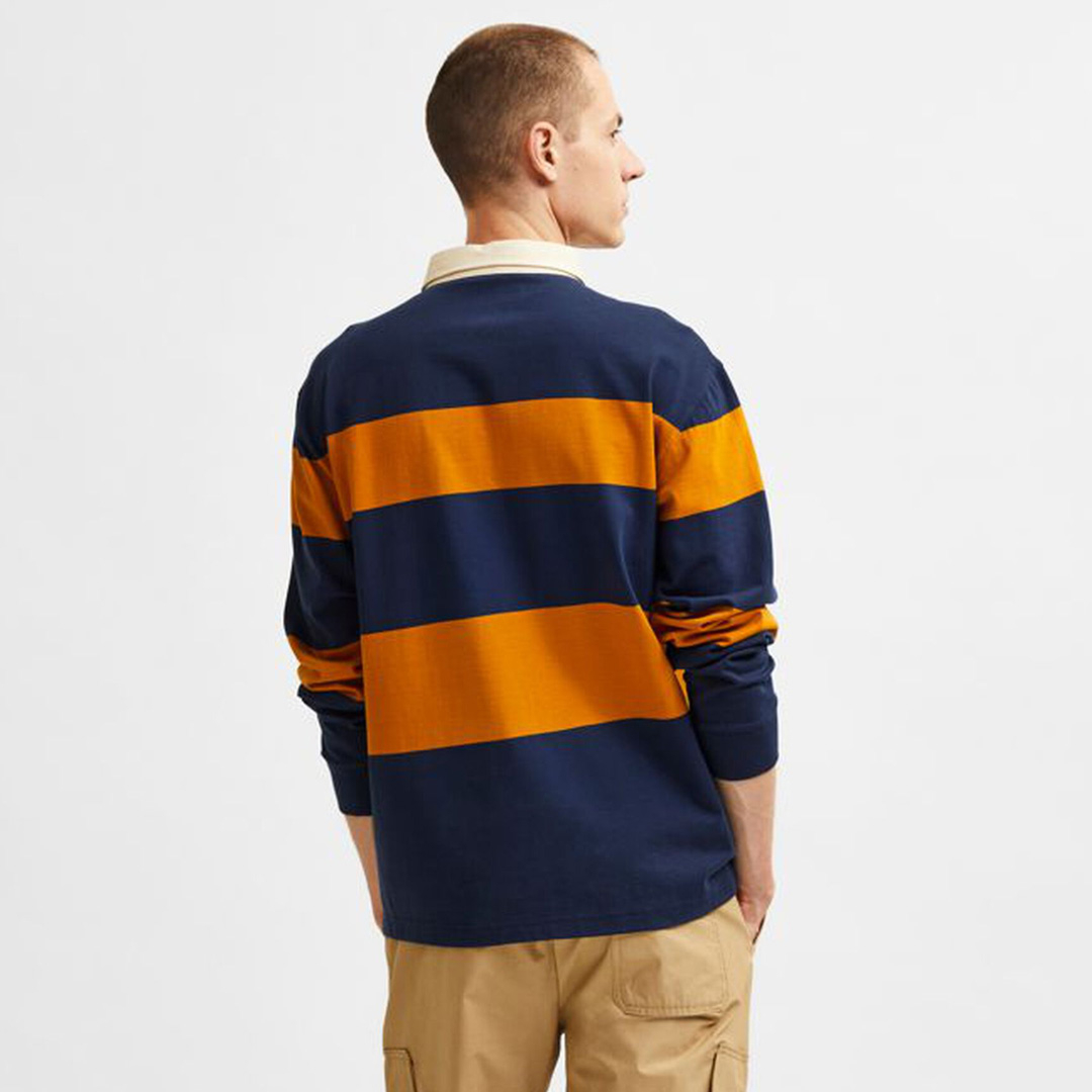 SELECTED Marcos Rugby Polo Sweater in Navy/ Mustard (16080154)
