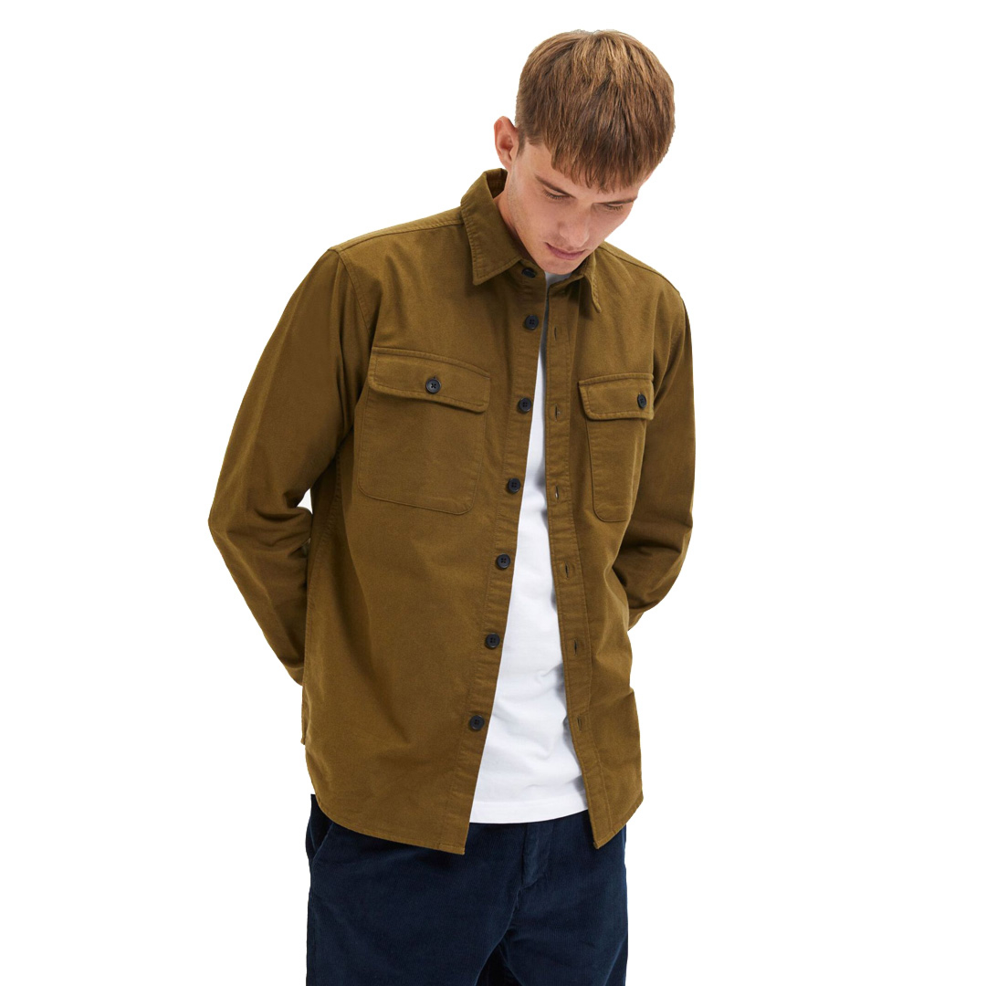 Selected Cotton Overshirt (16086545-Olive)